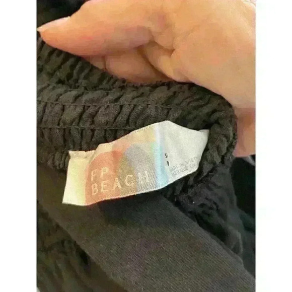 Free People Mini Boho Dress Black babydoll Size S/P Lunch Date Long Sleeve - Picture 7 of 10